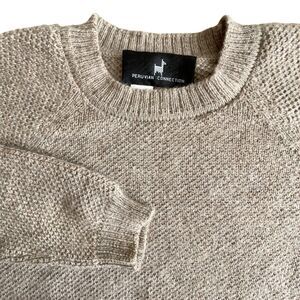 Peruvian Connection Sweater Womens Medium Alpaca Beige Pullover long Sleeve Knit
